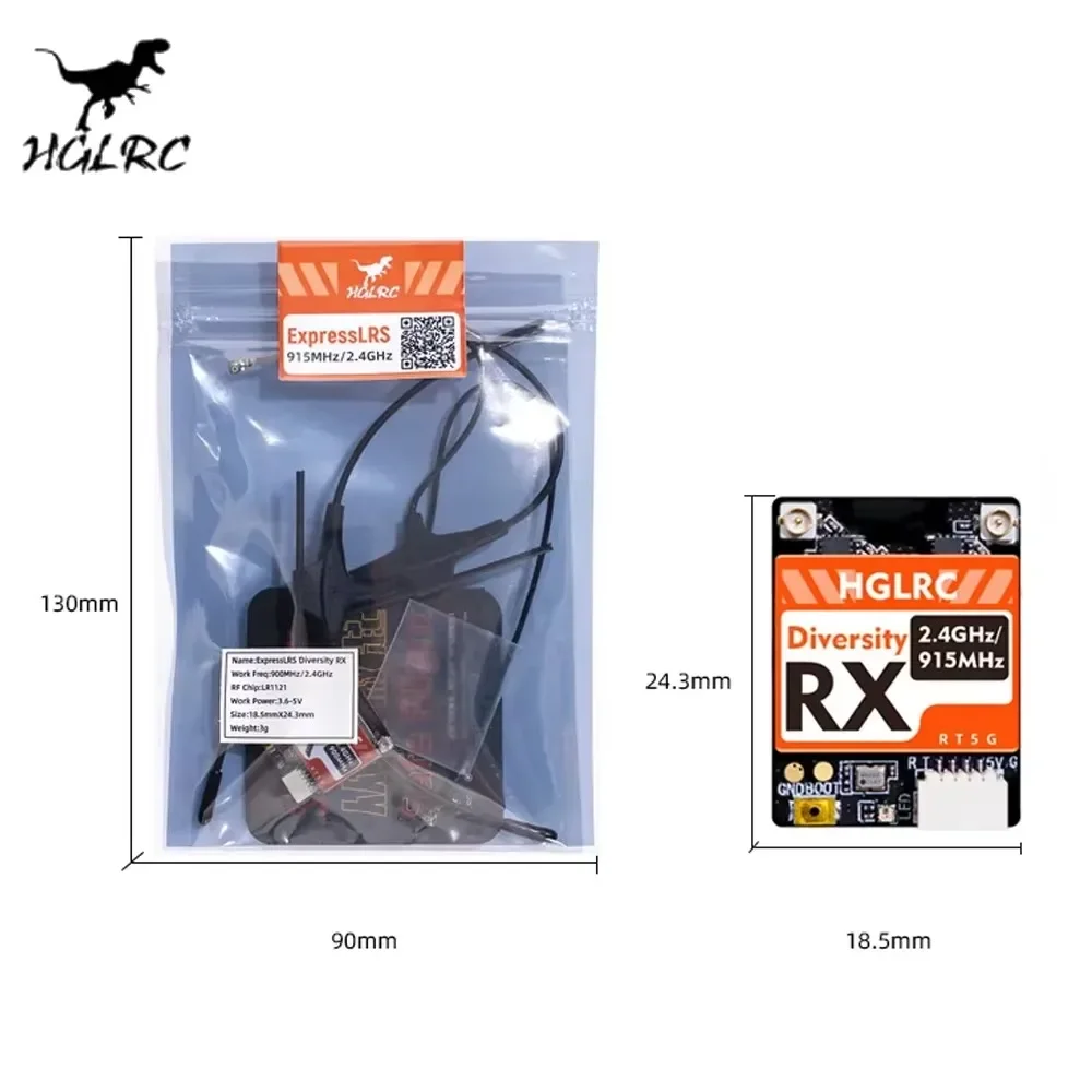 Receptor HGLRC de Doble Banda  - Antenna 2.4Ghz reseña y precio