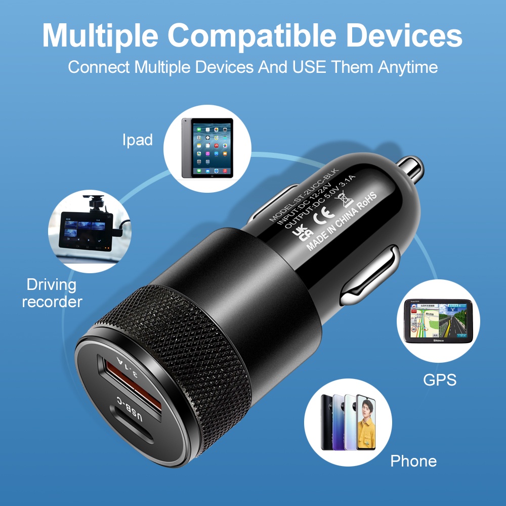 Cargador de coche USB de 66 W, - Usb C Cable reseña y precio